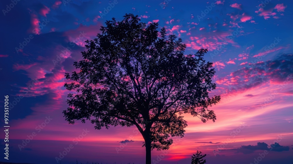 Tree silhouette at dusk Tree silhouette at dusk