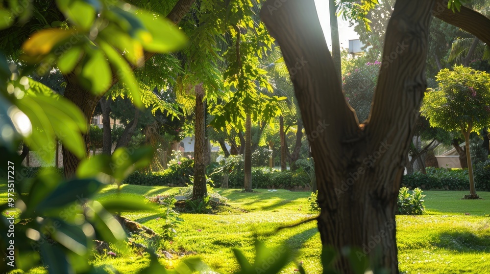 Fototapeta premium Trees at the hotel garden