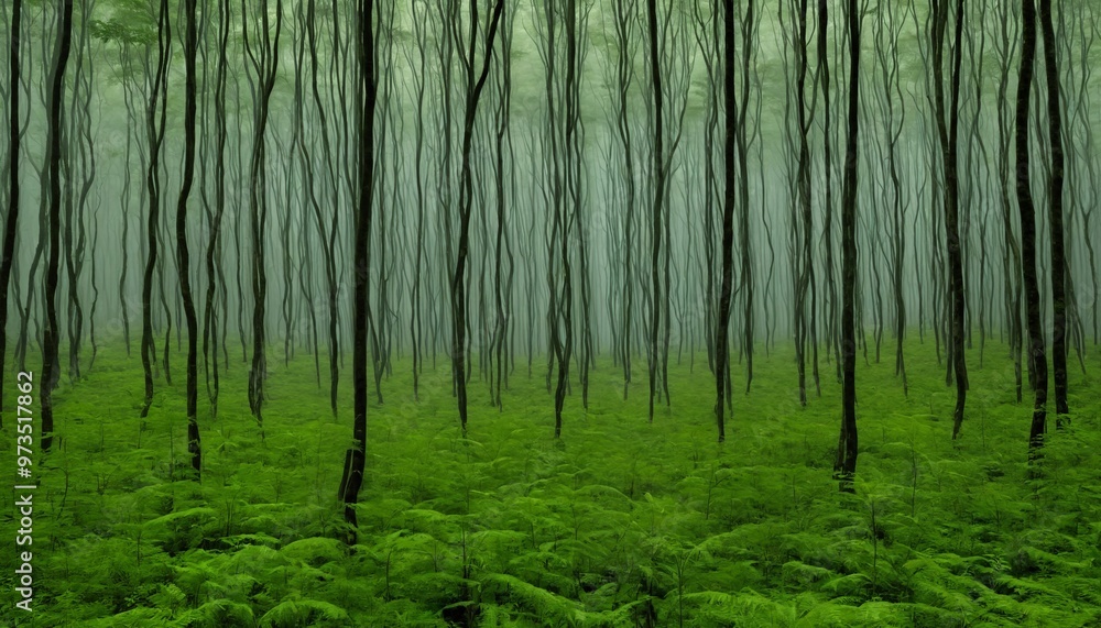 Obraz premium Green Forest Silhouette