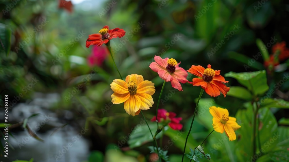 Tropical plant Kenikir or Cosmos from Latin America Tropical plant Kenikir or Cosmos from Latin America