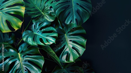 Tropical plant with dark background photo