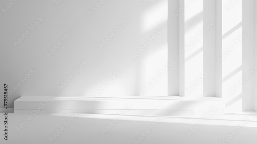 Obraz premium Bright, minimalist white background with subtle texture and smooth surface, creating a serene and beautiful space for modern designs