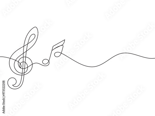 Continuous one line drawing of musical note. Musical note illustration eps 10