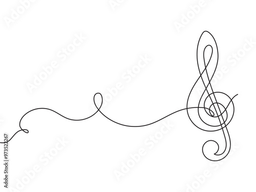 Continuous one line drawing of musical note. Musical note illustration eps 10