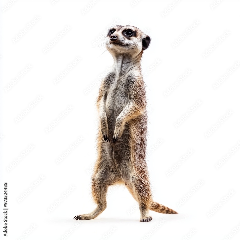 meerkat stands upright, its attentive posture capturing a moment of curiosity in a pristine, isolated setting. This animal exhibits a keen sense of awareness. meerkat stands upright, its attentive posture capturing a moment of curiosity in a pristine, isolated setting. This animal exhibits a keen sense of awareness.
