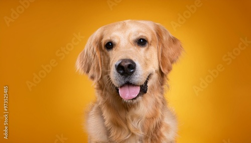 Golden Retriever dog on colored background