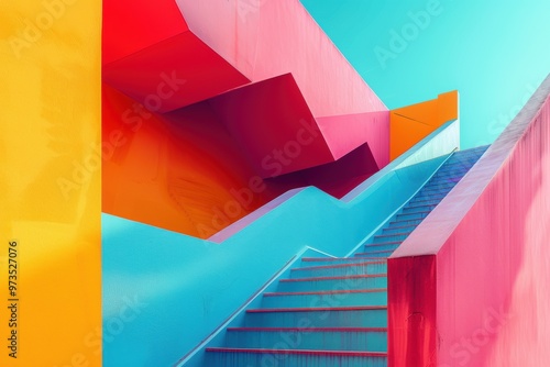 Wallpaper Mural Bold architecture with colorful steps and vibrant angles in a modern setting Torontodigital.ca