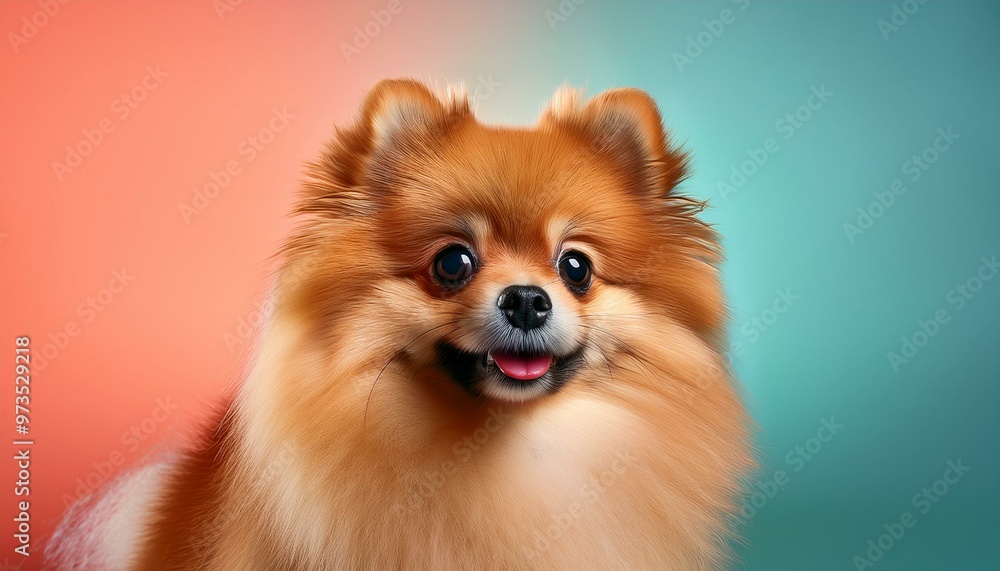 Pomeranian dog on colored background Pomeranian dog on colored background