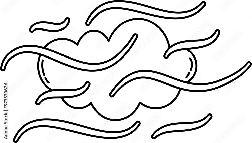 Foggy weather doodle line art element. Good for learning forecast vocabulary Foggy weather doodle line art element. Good for learning forecast vocabulary