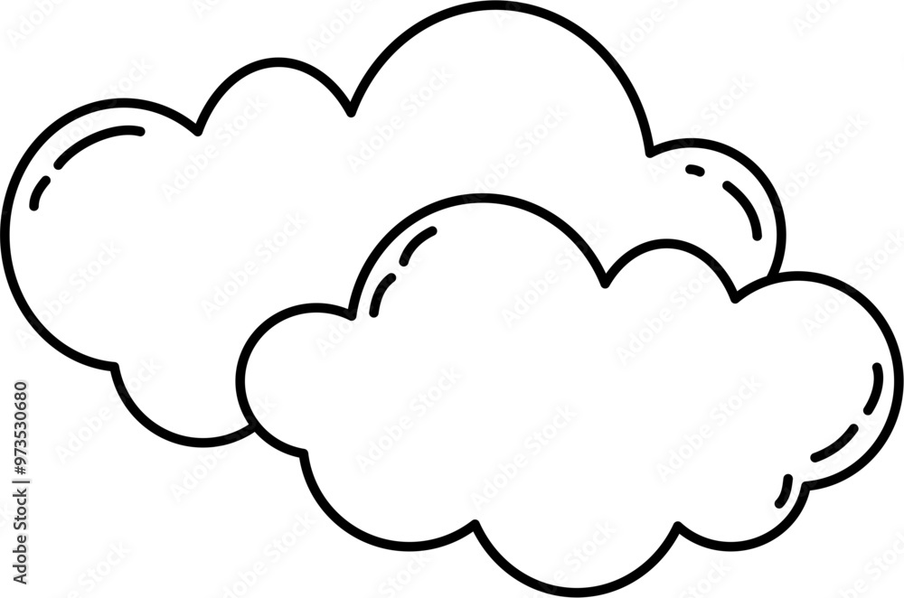 Cloudy weather doodle line art element. Good for learning forecast vocabulary Cloudy weather doodle line art element. Good for learning forecast vocabulary