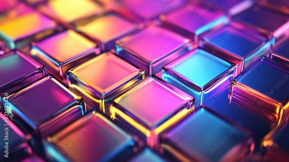 Abstract geometric background with vibrant colors and reflective surfaces. Abstract geometric background with vibrant colors and reflective surfaces.