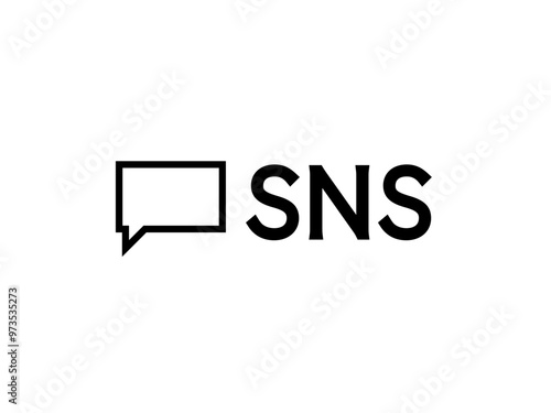 ミニマルなSNS吹き出し横ロゴC：黒線