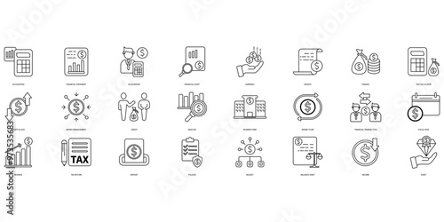 Accounting icons set. Set of editable stroke icons.Set of Accounting