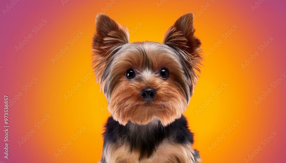 Fototapeta premium Yorkshire Terrier dog on colored background