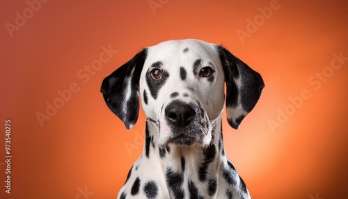 Dalmatian dog on colored background