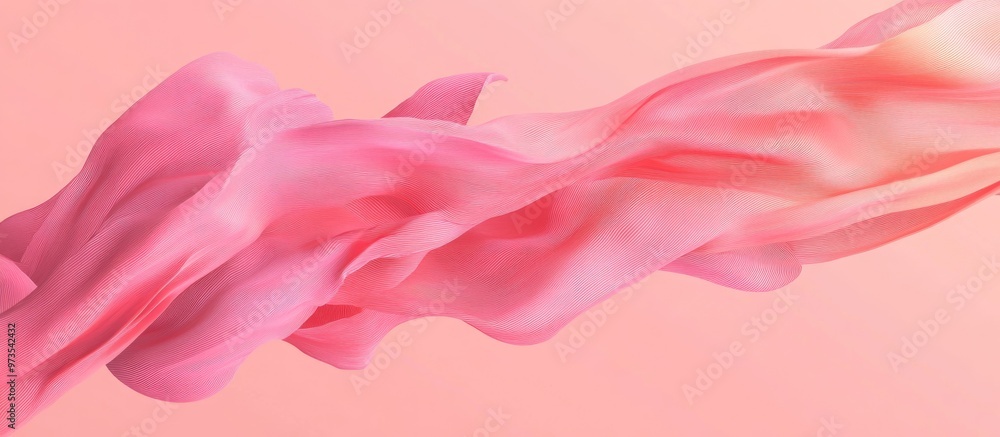 Pink Fabric Blowing In The Wind With Isolated Background Pink Fabric Blowing In The Wind With Isolated Background