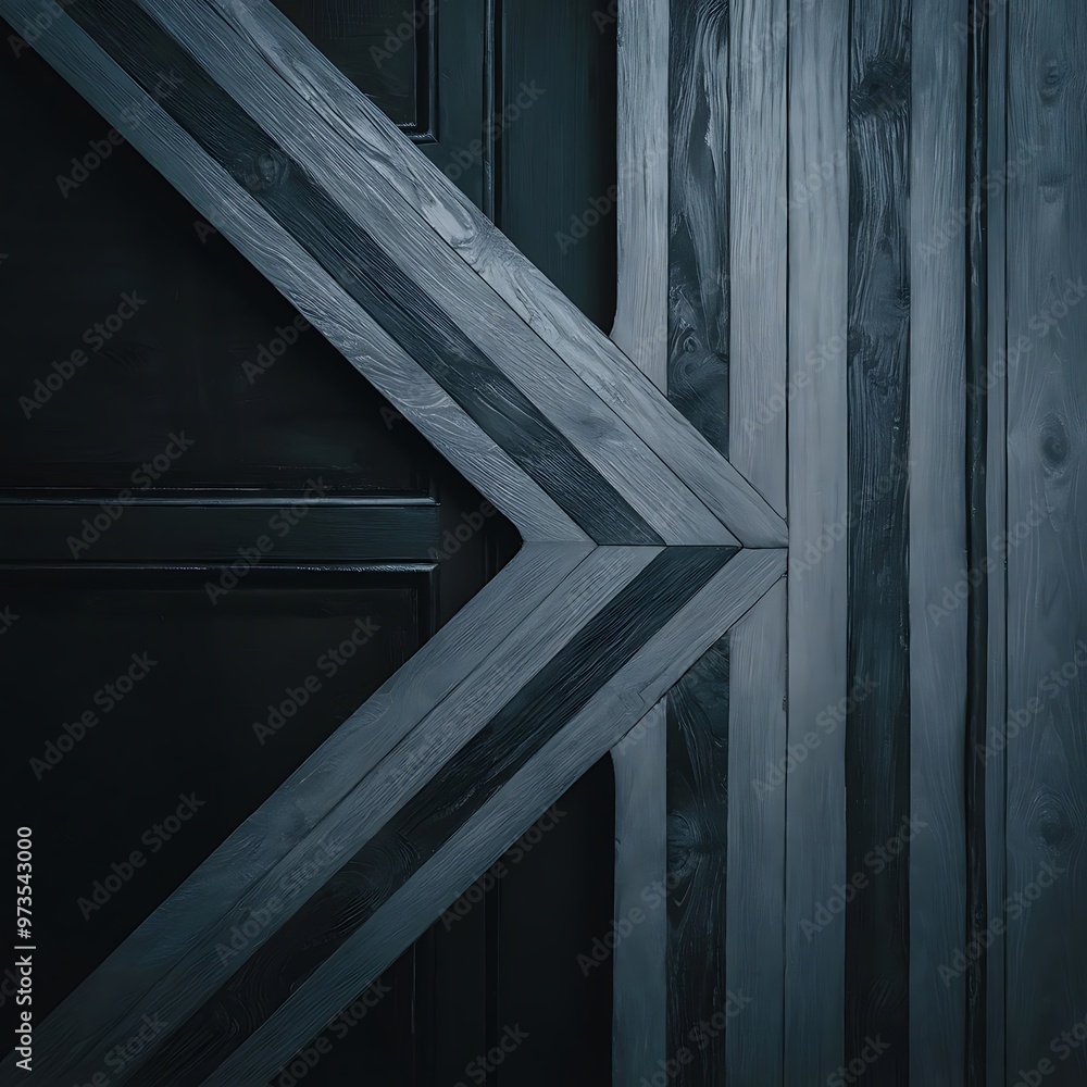 Fototapeta premium Dark grey striped wooden material on black