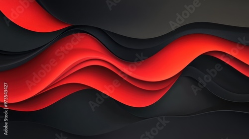 Abstract background with red and black wavy shapes.