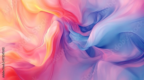 Abstract art style, fluid forms, gradient background, smooth effect