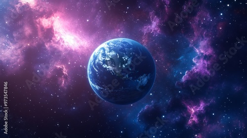 Abstract art style, Earth, cosmic background, glowing effect