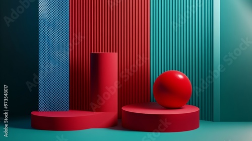 Abstract art style, geometric shapes, minimal background, 3D