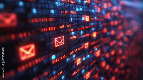 Obraz na płótnie An online dating scam illustrated with fake profiles and suspicious messages, with cybersecurity measures flagging the activity. w salonie