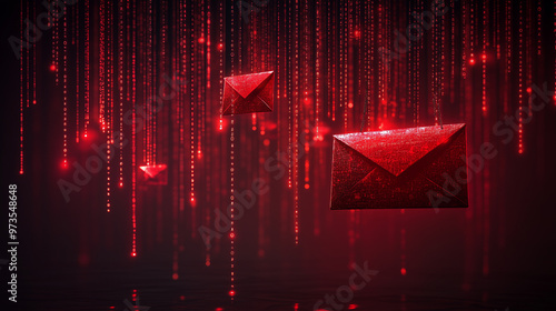 Obraz na płótnie A phishing attack represented by an email with fake links and urgent calls to action, being flagged by email security. w salonie