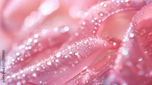 Close-up of delicate pink petals with water droplets, creating a soft and refreshing natural ambiance for artistic designs.