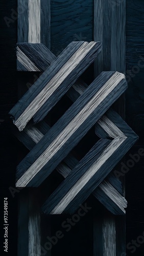 Dark grey striped wooden material on black photo