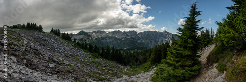 Panorama Of Spray Park Looking Out Toward The Mother Mountains