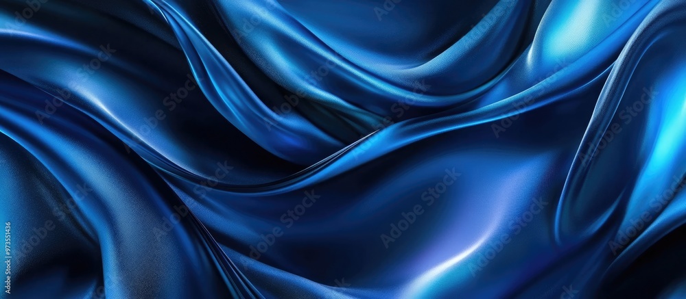 Fototapeta premium Stunning blue silk liquid art design featuring a flowing gradient enhanced with creative effects and shadows for a captivating background