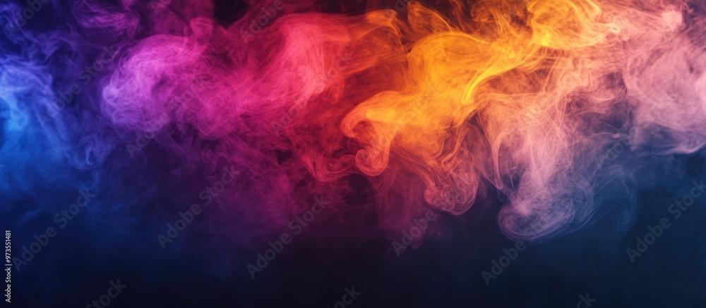 Fototapeta premium Vibrant multicolored smoke effect on a dark backdrop
