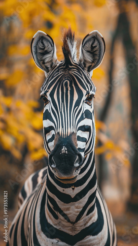 close-up of zebra walking in the savanna. World Wildlife Day photo