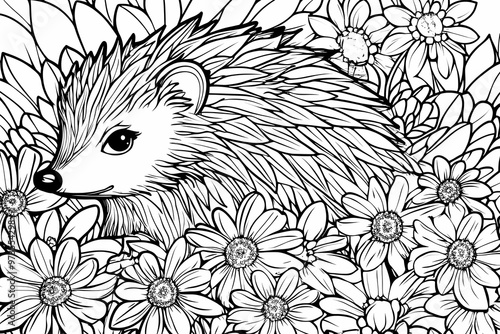 Wallpaper Mural Cute hedgehog coloring page for kids, ideal for creative learning fun. Torontodigital.ca