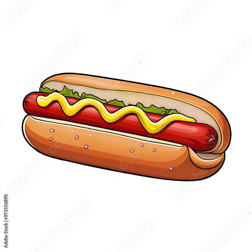 Isolated hot dog in a bun photo