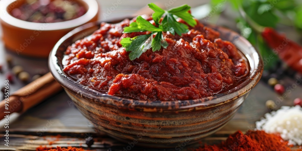 Tomato sauce paste with soy protein, seasoned with salt and spices, offers a delicious vegan and vegetarian meat substitute. Tomato sauce paste with soy protein, seasoned with salt and spices, offers a delicious vegan and vegetarian meat substitute.