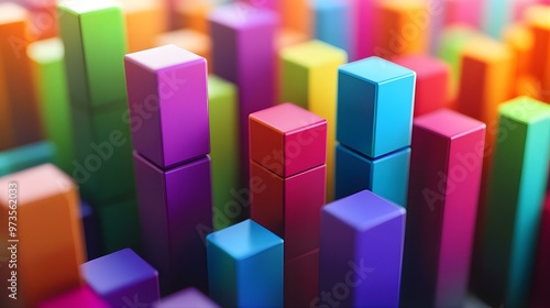 Colorful Abstract Cubes - 3D Render.