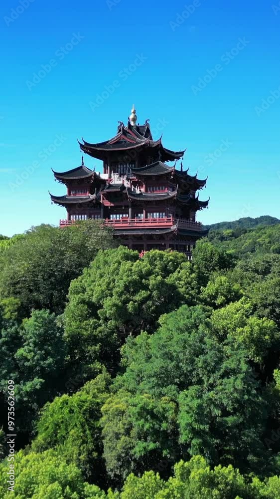 Wushan Chenghuang Ge Scenic Area, West Lake Scenic Area, Hangzhou City, Zhejiang Province, China Wushan Chenghuang Ge Scenic Area, West Lake Scenic Area, Hangzhou City, Zhejiang Province, China