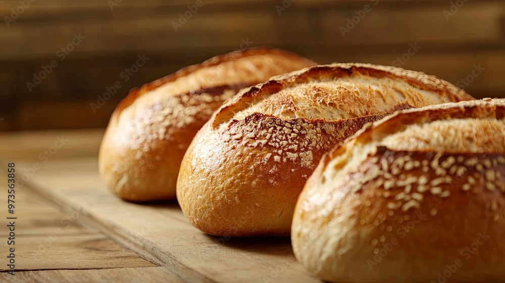 Freshly Baked Artisan Bread Loaves Displayed on a Wooden Table, Highlighting the Golden Crust and Texture, Perfect for Culinary and Baking Themes Freshly Baked Artisan Bread Loaves Displayed on a Wooden Table, Highlighting the Golden Crust and Texture, Perfect for Culinary and Baking Themes