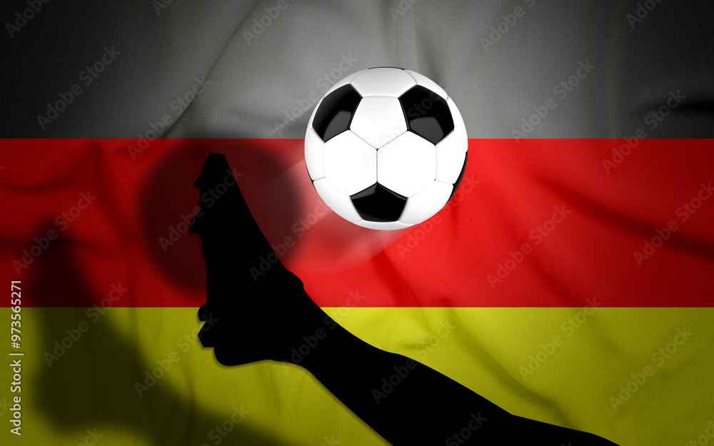 Germany National Flag with Football. Football Isolated on Germany Flag Background with Kick. Soccer, Football Championship, Vector, Isolated, Background Germany National Flag with Football. Football Isolated on Germany Flag Background with Kick. Soccer, Football Championship, Vector, Isolated, Background