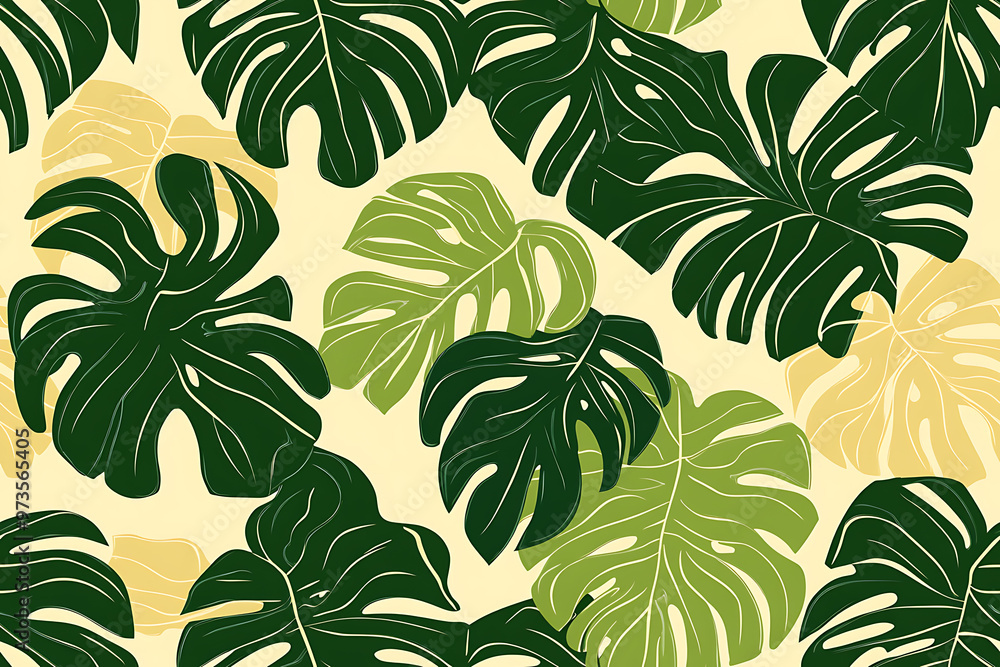 seamless texture with monster leaves in flat art style
seamless texture with monster leaves in flat art style