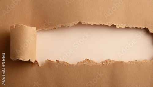 torn square hole craft paper background copy space photo