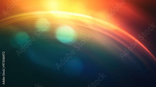 Abstract blurred background with orange, yellow and blue lens flare.