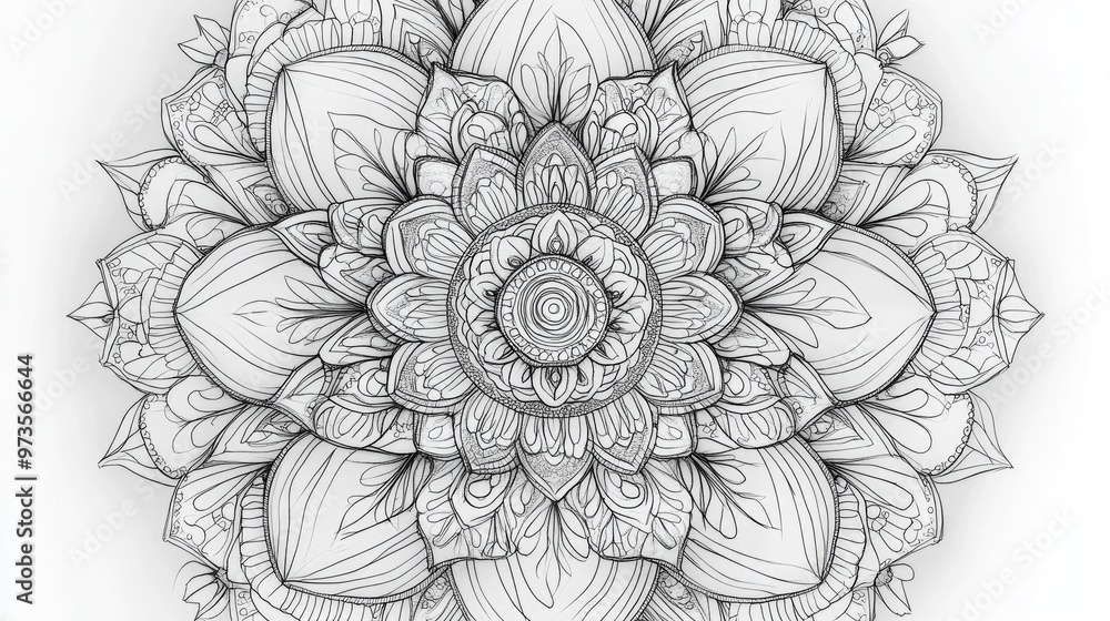 Hand drawn mandala outline ideal for use in coloring books Hand drawn mandala outline ideal for use in coloring books