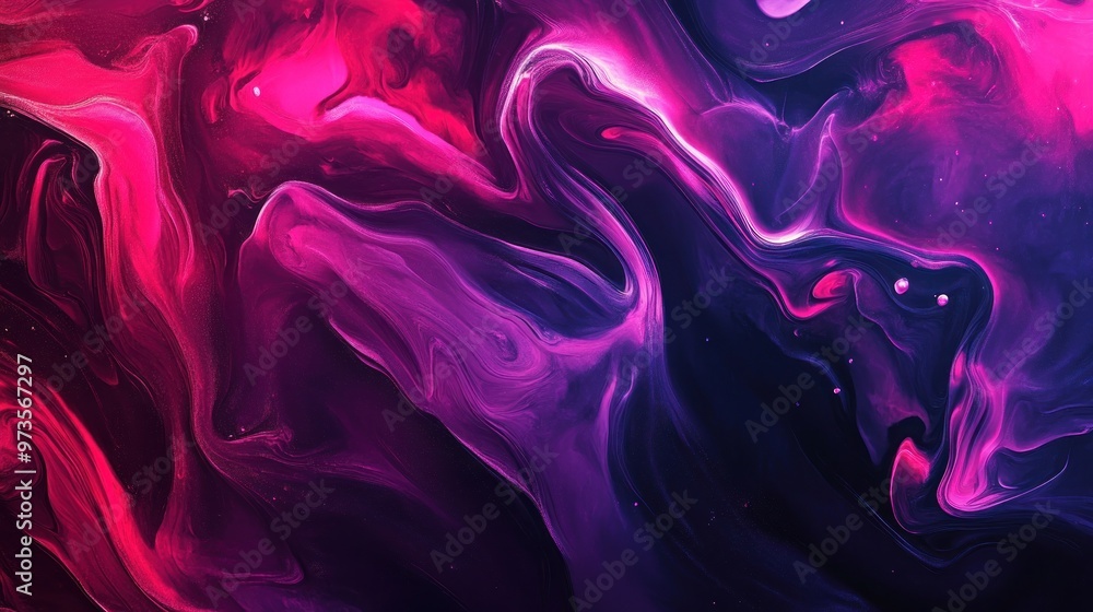 Fototapeta premium Abstract purple and pink marbled background with fluid, swirling, and glittery effects.