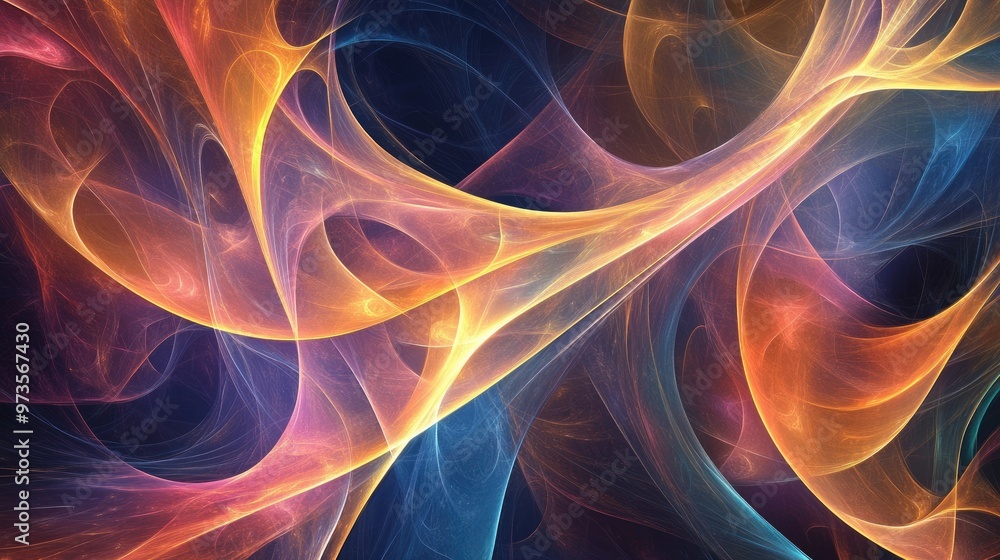 Abstract fractal design featuring glowing wavy lines creating an enchanting and imaginative backdrop Abstract fractal design featuring glowing wavy lines creating an enchanting and imaginative backdrop