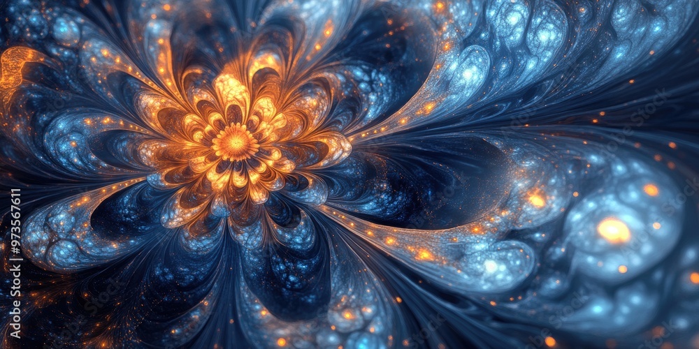 Abstract fractal illustration created through rendering techniques Abstract fractal illustration created through rendering techniques