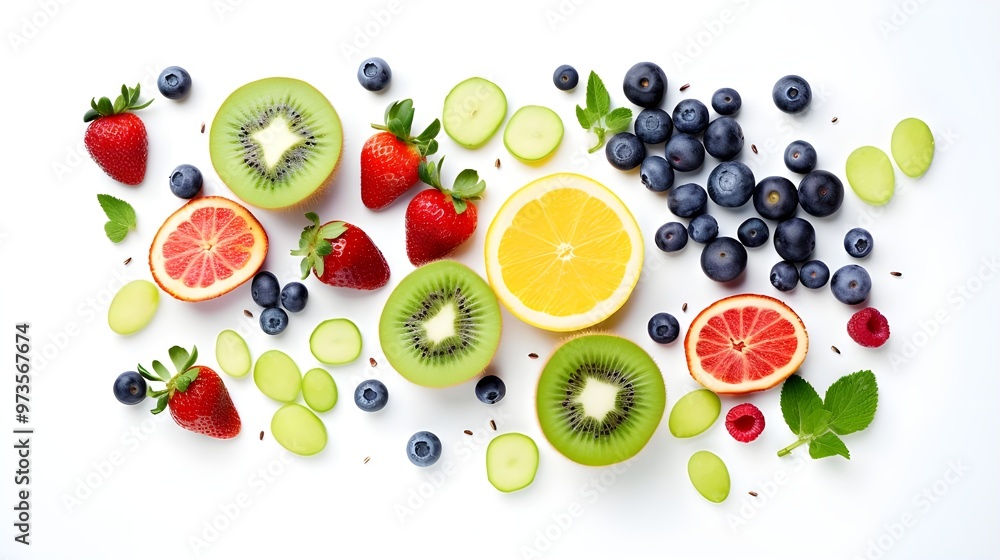 fruits and vegetables on white background. fruits and vegetables on white background.