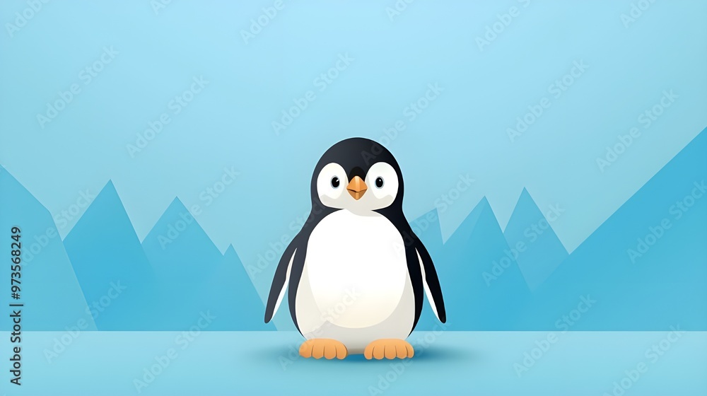 Obraz premium penguin on the blue ice background.
