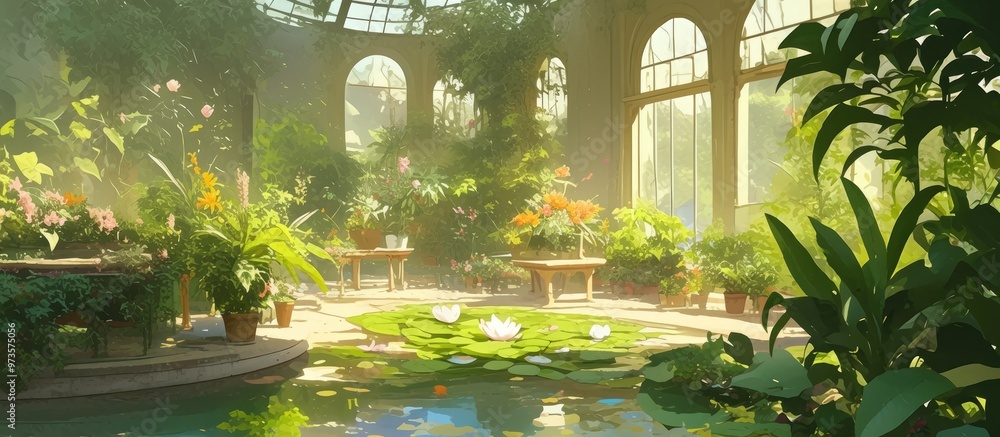 Fototapeta premium Painting of Lush Garden